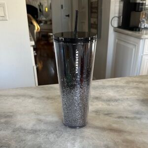 Starbucks Black Glitter Ombre Tumbler with Black Lid and Straw